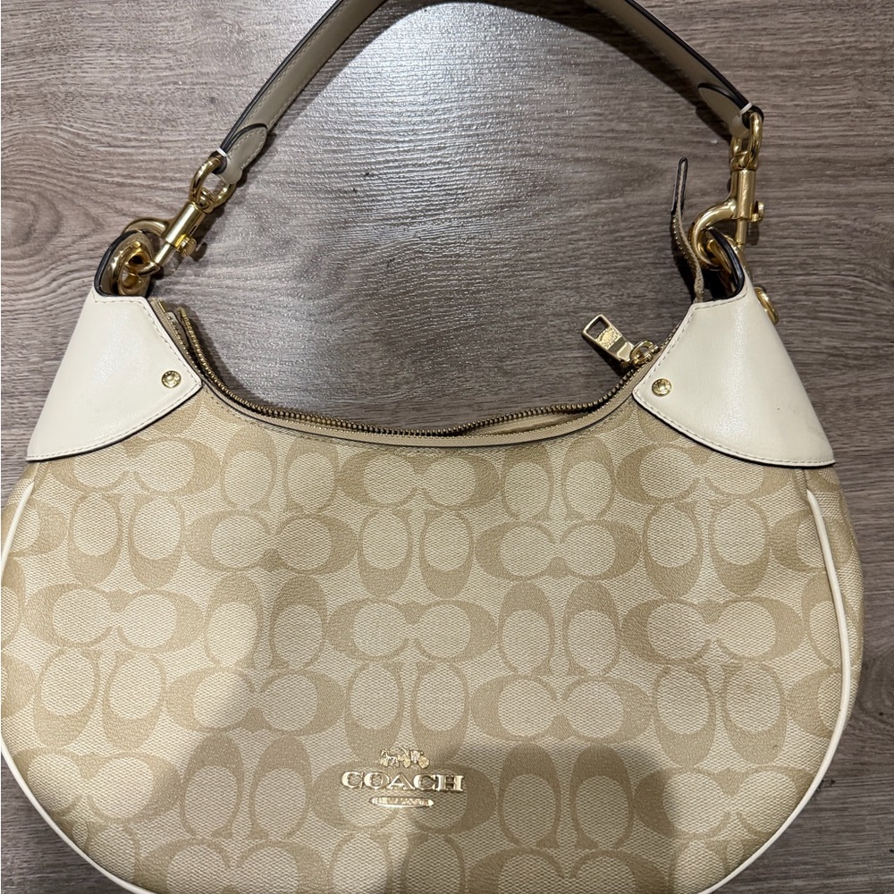 Coach Beige and Ivory Shoulder Bag